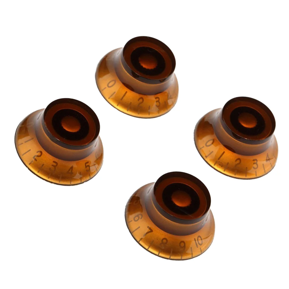 

4pcs Guitar Dome Knobs Vintage Bass Tone and Volume Control Knobs Cap Replacement for Bass Electric Guitar ( Amber )