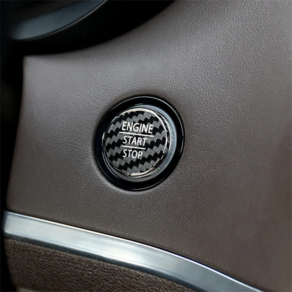 Red Real Carbon Fiber Engine Start Button Cover Sticker