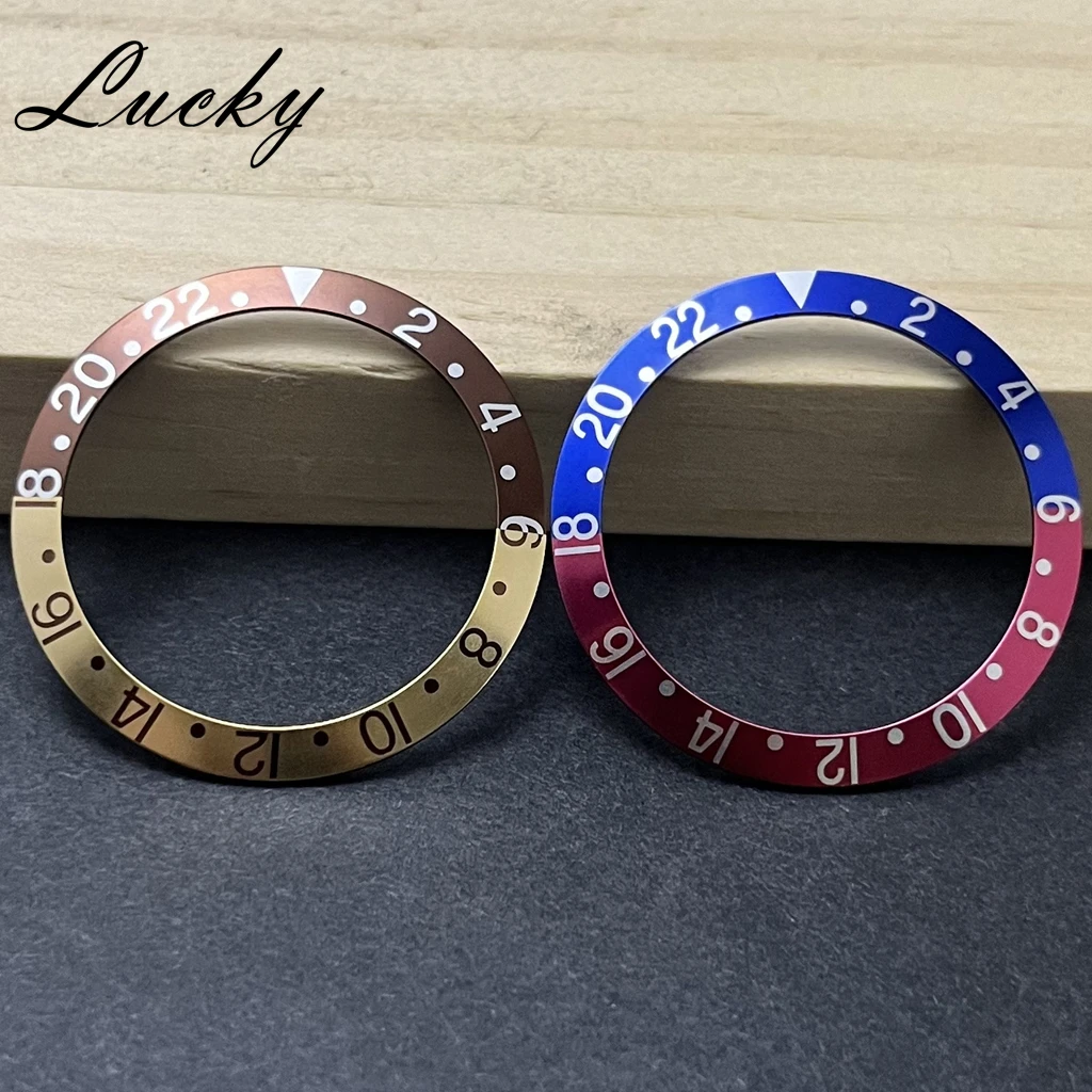 Retro Aluminum Sloping Bezel GMT & Diving Watch Insert, 38mm x 30.6mm, for 40mm Watch Face Replacement