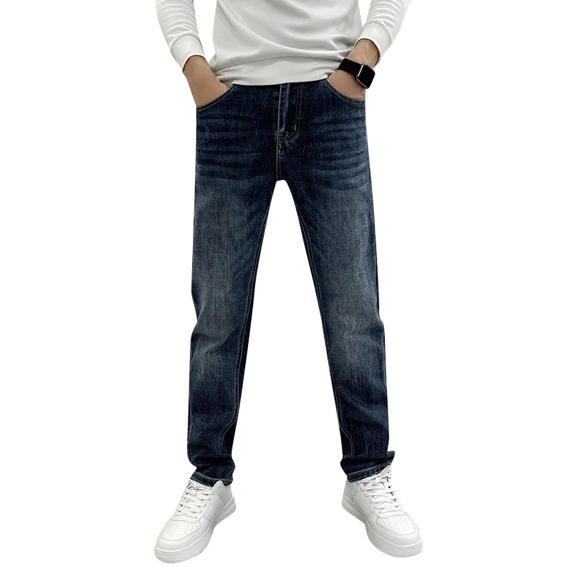 2024new light luxury jeans men's fashionable all-match simple classic trendy high-end men's stretch casual slim pants