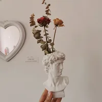 Modern Nordic Style Creative Portrait Vase Human Head Flower Vases Decorative Ornaments Resin David Home Flowers Art Decor 1