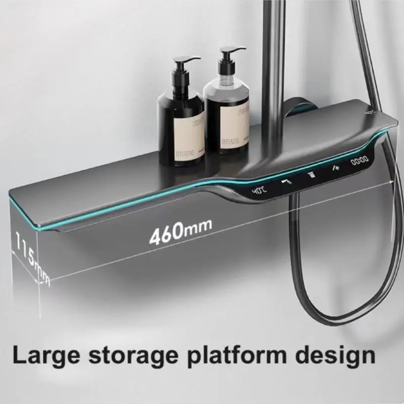 ชุดฝักบัวอาบน้ำแบบเทอร์โมสตัทพร้อมคีย์เปียโนแบบเบาๆชุดฝักบัวอาบน้ำแบบบูสเตอร์ทองเหลืองหรูหรา 1