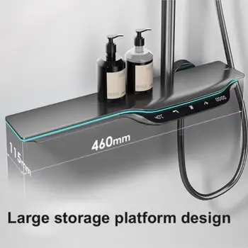 ชุดฝักบัวอาบน้ำแบบเทอร์โมสตัทพร้อมคีย์เปียโนแบบเบาๆชุดฝักบัวอาบน้ำแบบบูสเตอร์ทองเหลืองหรูหรา 1