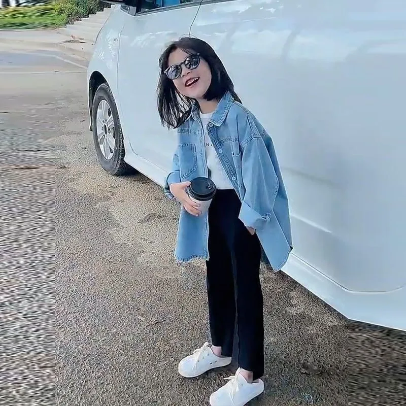 spring autumn summer Girls Kids Denim shirt comfortable cute baby Clothes Children Clothing kids shirts