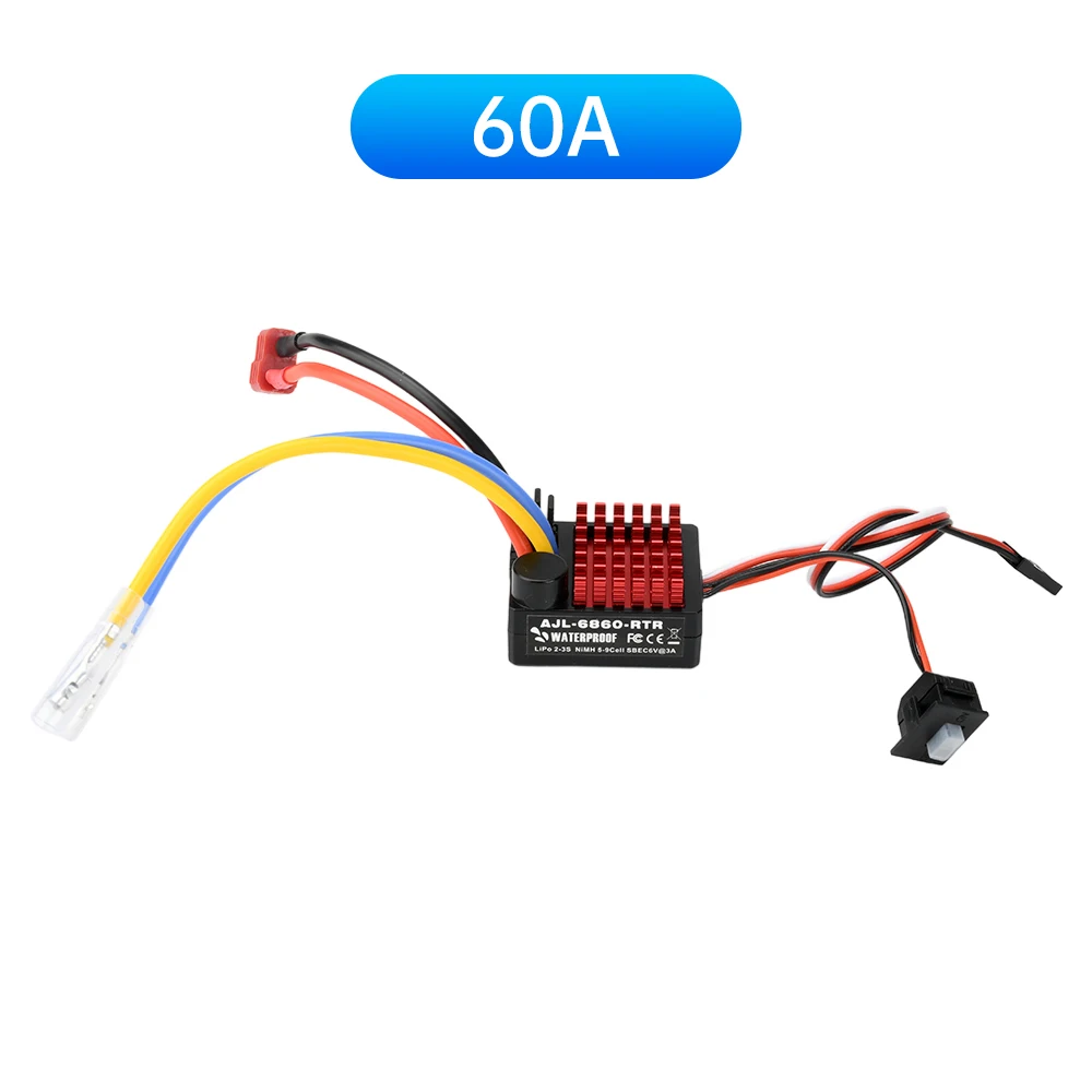 60A ESC gebürsteter ESC elektronischer Geschwindigkeitsregler für 1/10 RC Kletterfahrzeug Raupenboot SCX10, TRX4, D90, MST, CFX, EX86100