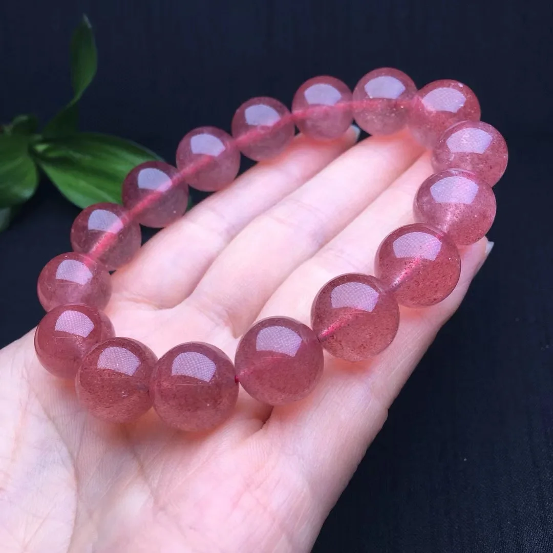 

Браслет Fengbaowu из натурального красного клубничного кварца с круглыми бусинами и кристаллами, лечебный камень, женская бижутерия, подарок для женщин и мужчин, 1 шт.