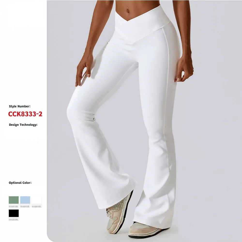 Solid Color Latin Dance Trousers Flare Leggings Yoga Pants Women High Waist  Wide Leg Pants Women Gym Fitness Sports Flared Pant