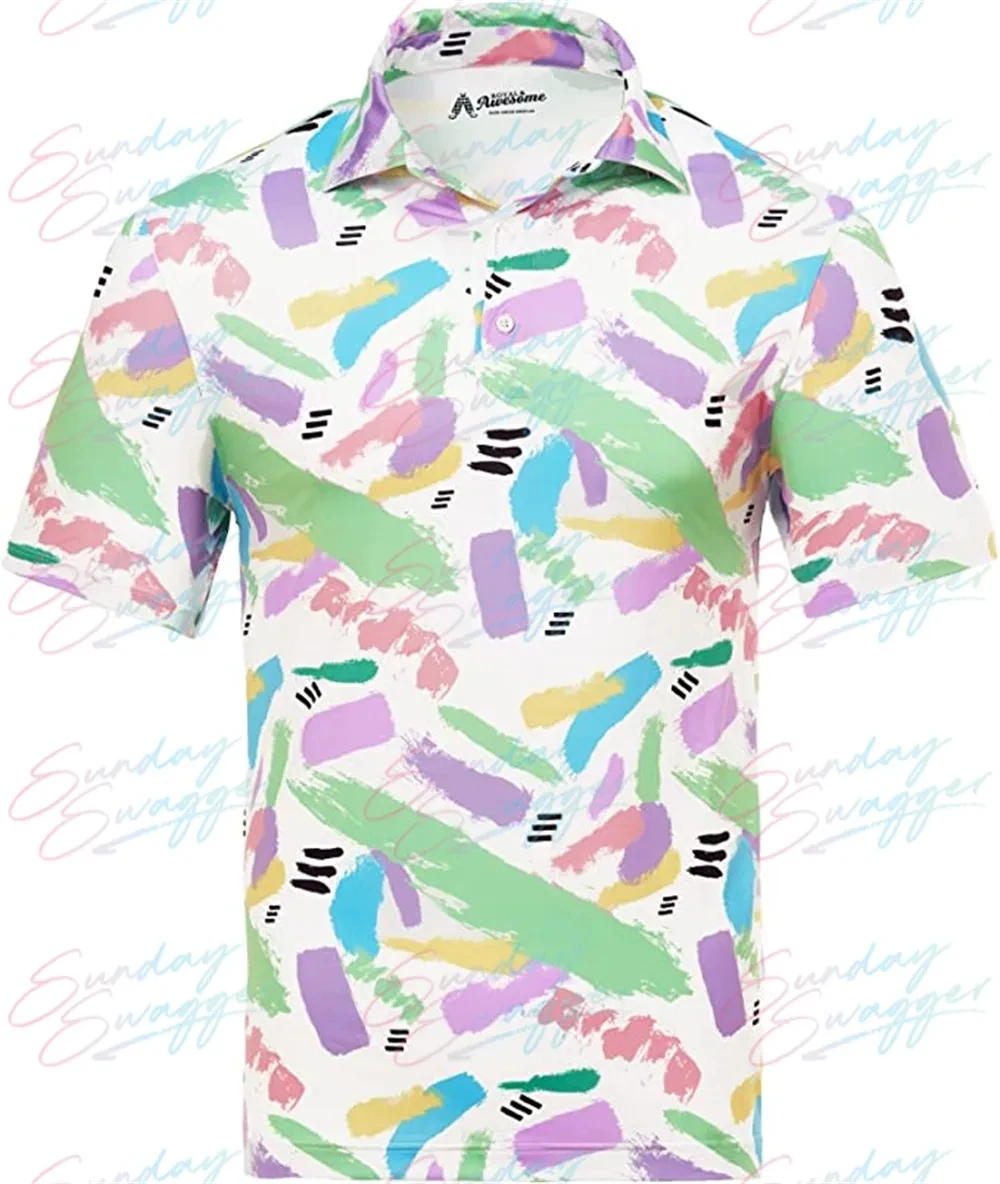 Men's fashion printed golf POLO shirt summer short-sleeved outdoor golf shirt F4 racing casual T-shirt top For mens golf shirt