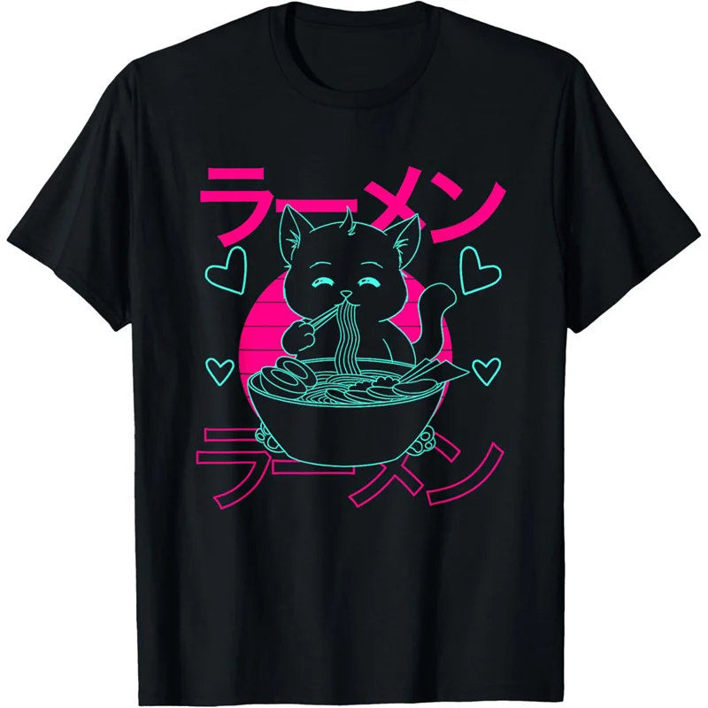 thumbnail image 1 of Camiseta con estampado de fideos de dinosaurio y gato para mujer, camisetas de verano de manga corta con estampado 3D de labios y pestañas, camisetas de cuello redondo, 1 of 4