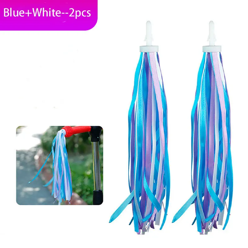 Paire De Banderoles De Guidon Pour Vélo Enfant + 36 Perles Colorées - Rubans Tressés Et Glands, Décoration Pour Vélo, Trottinette, Draisienne - Nylon, Polyester