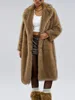 UCXQ Fashion Faux Fur Coat European Style Lapel All Match Covered Button Loose Casual Long Women's Coats 2025 New Winter 23C2945 2