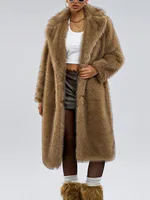 UCXQ Fashion Faux Fur Coat European Style Lapel All Match Covered Button Loose Casual Long Women's Coats 2025 New Winter 23C2945 2