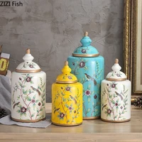 Flowers Pattern Classical Ceramic Vase Antique Candy Jar Tea Canister Multipurpose Porcelain Storage Jars Vintage Home Decor 2
