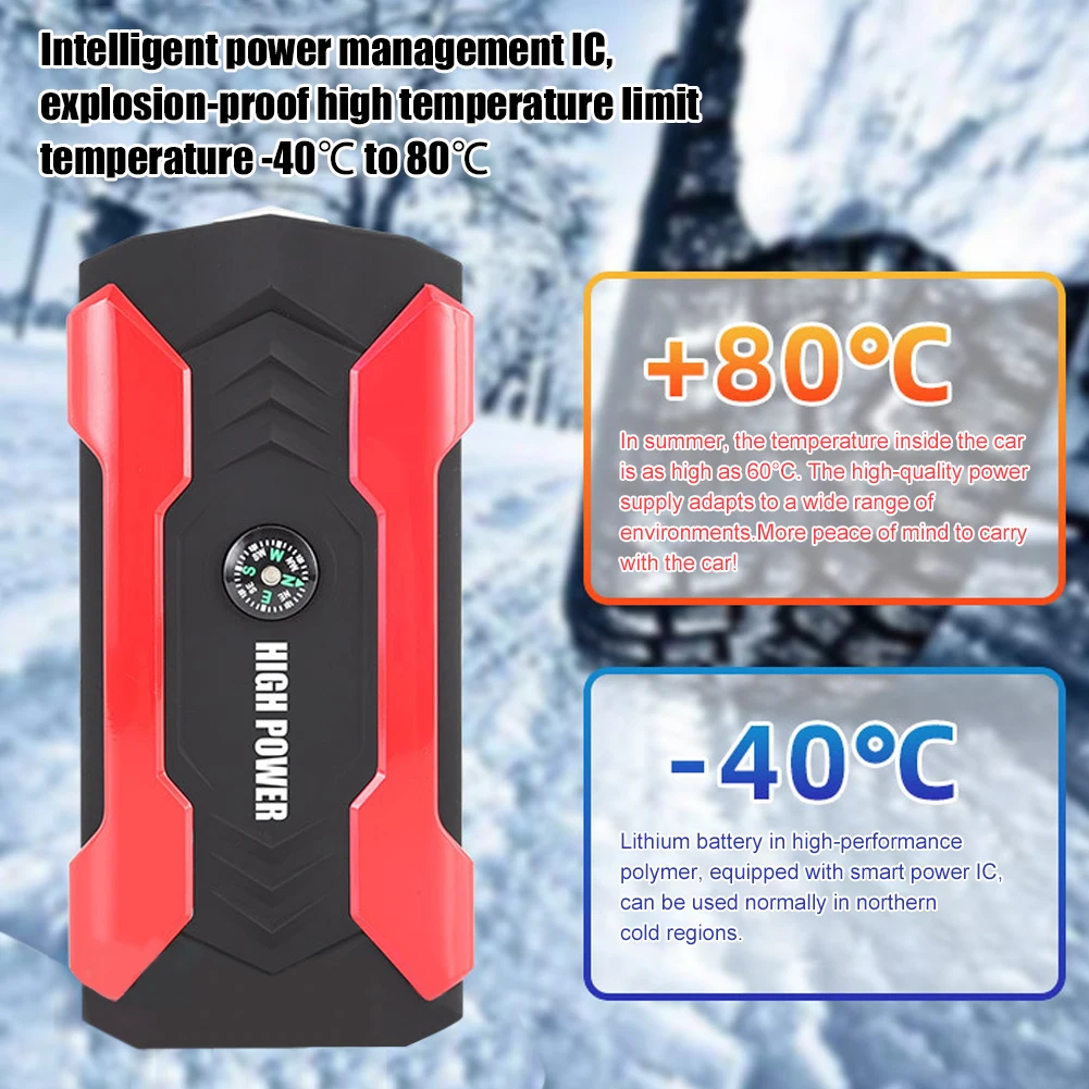 portable car jump starter 20000mAh 12V Car Battery Booster Car Battery Starter Portable Emergency 15V/1A 4 USB Wireless Charging LED Torch car battery jump starter