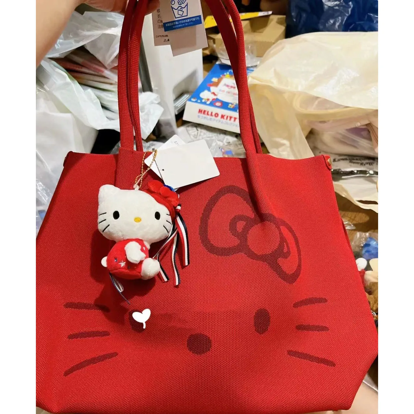 

Кавайная Холщовая Сумка Hello Kitty, аниме мультяшная сумка Sanrio, Большая вместительная сумка-тоут, Женская квадратная сумка, Студенческая Повседневная сумка через плечо