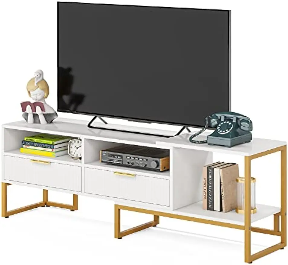 

LITTLE TREE 63 Inches TV Stand with 2 Drawers,Media TV Console Table for TVs up to 65 Inches