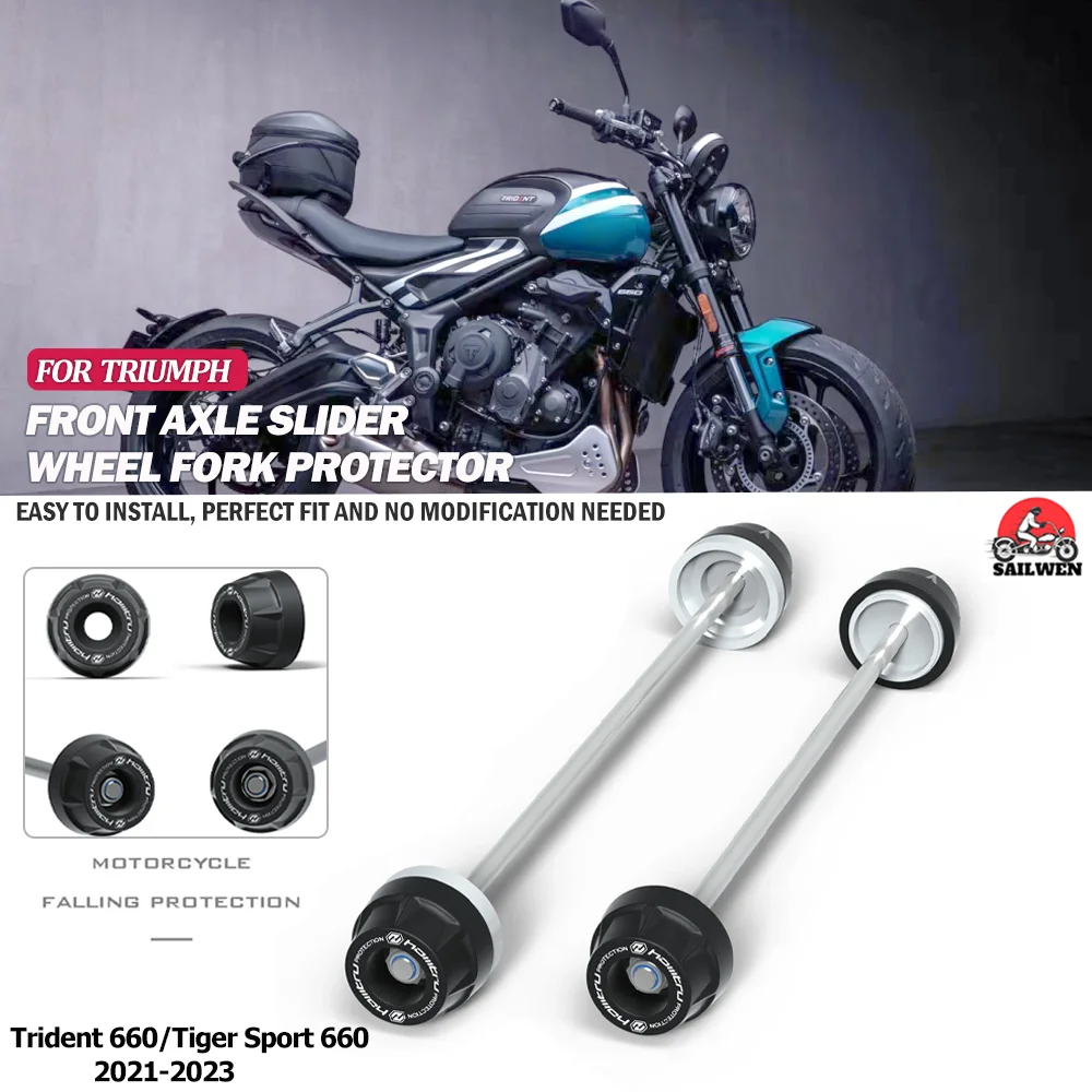 FOR TRIUMPH Trident 660/Tiger Sport 660 2021-2023 전면 후면 휠 보호 전면 후면 휠 스핀들 충돌 방지