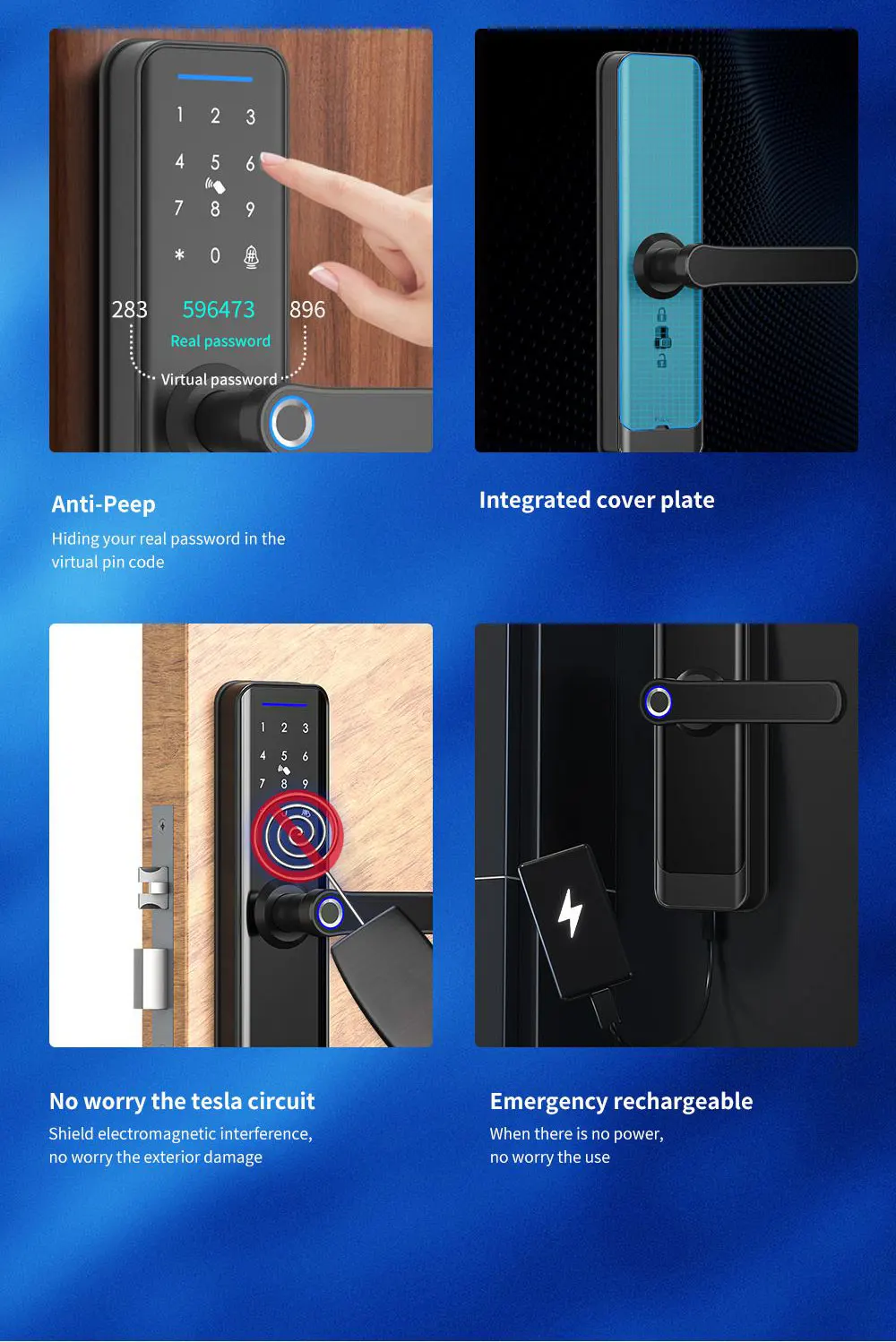Zigbee Smart Lock Work with Tuya App Core Cylinder Home Security Door Lock Encry