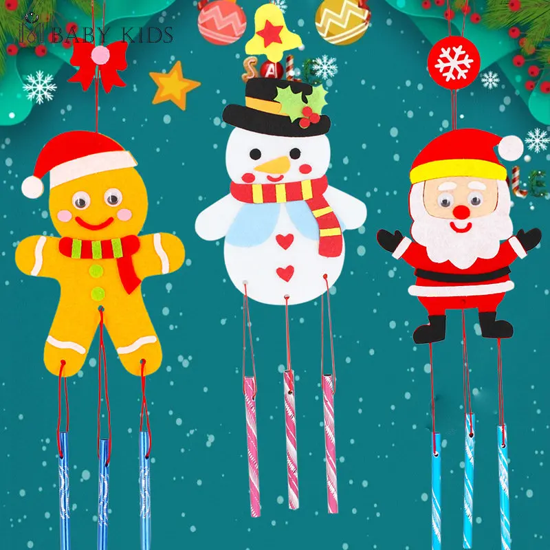 

Children DIY Christmas Wind Chime Handmade Wind Bell Kid Puzzle Toy Kids Manual Craft Toy Cartoon Non-woven Fabric Wind Chime