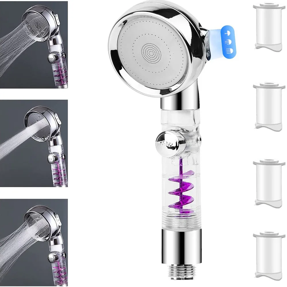 Zhang Ji New High Pressure 3-Function Turbo Handle Spa Shower Head Rainfall With Switch On/Off Button Water Saving Showerhead Zhang Ji New High Pressure 3-Function Turbo Handle Spa Shower Head Rainfall With Switch On/Off Button Water Saving Showerhead
