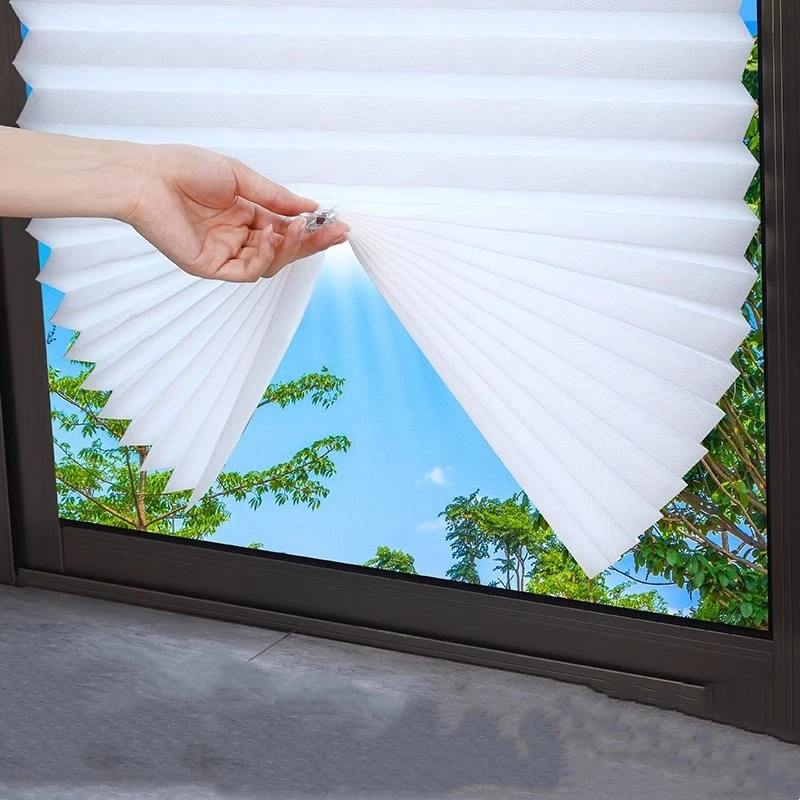 Selbst klebende Badezimmer Dusch vorhang Plissee Rollos Vlies Schlafzimmer Balkon Fenster Verdunkelung vorhang Home Vorhang Dekor – Detail 4