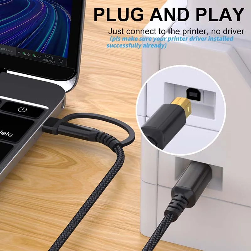 Cavo per stampante USB 3M, USB A a USB B, cavo USB 2.0 tipo B, scanner