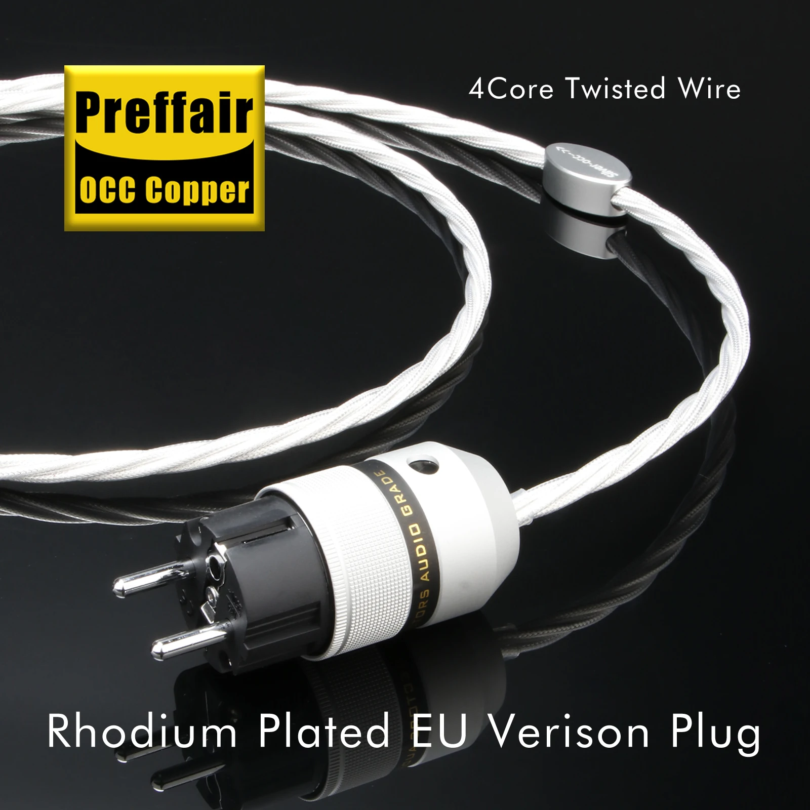 Preffair X463P083 OCC Kupfer-Stromkabel mit rhodinierten Steckern und PTFE-Isolierung, S-förmiges Flechten für AMP/CD/DVD/Mixer – Detail 4