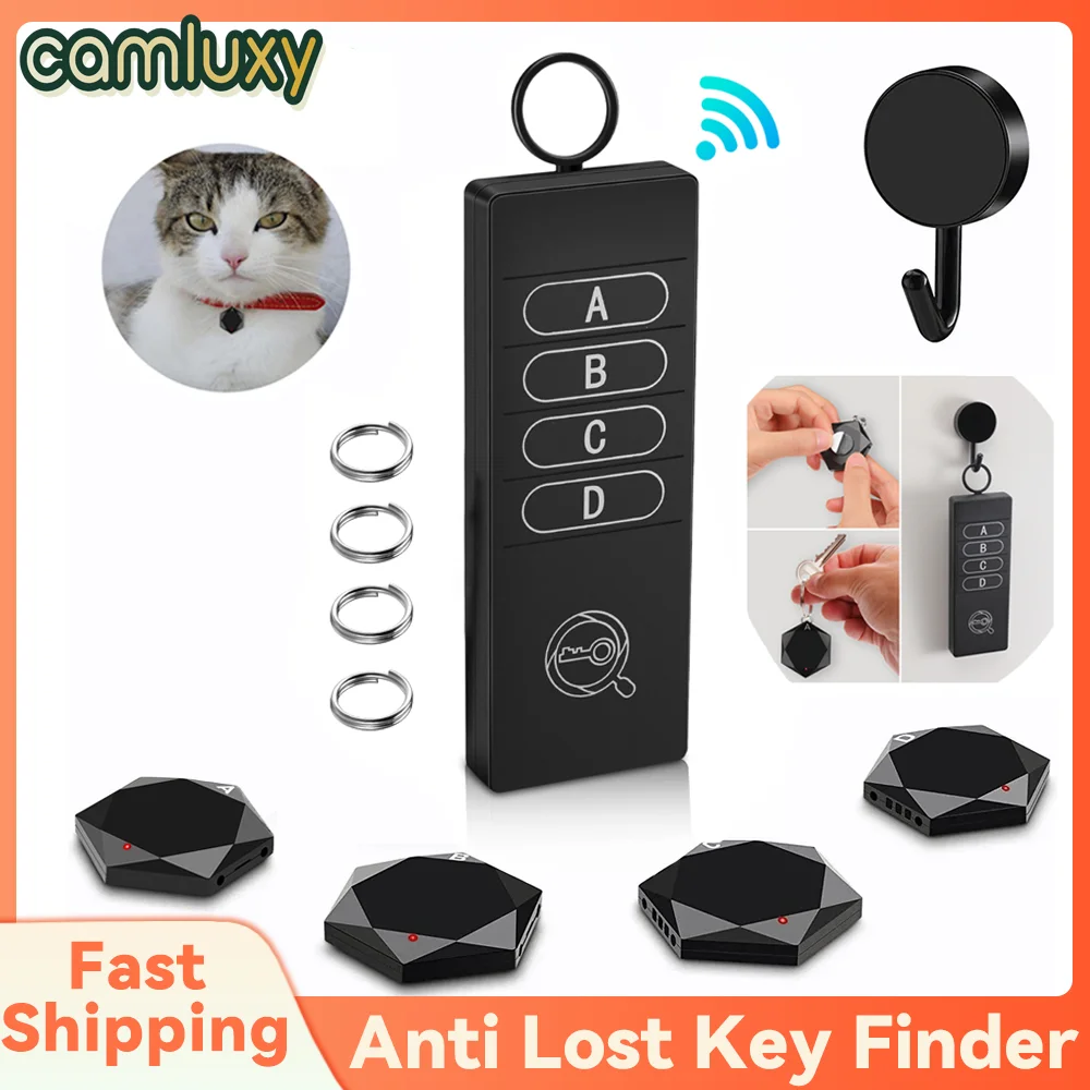 Camluxy Wireless Anti Lost Key Finder Remote Key Locator Phone Wallets Pet Tracker Wallet Tracker Tags and Keychains 4 Receiver key finder anti lost tracker bluetooth finder wallet tracker