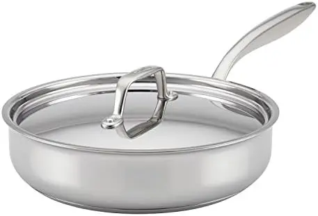 

Stainless Steel Saute Pan / Frying Pan / Fry Pan with Lid - 3.5 Quart, Silver Plate for cooking Accesorios freidora Molde para h