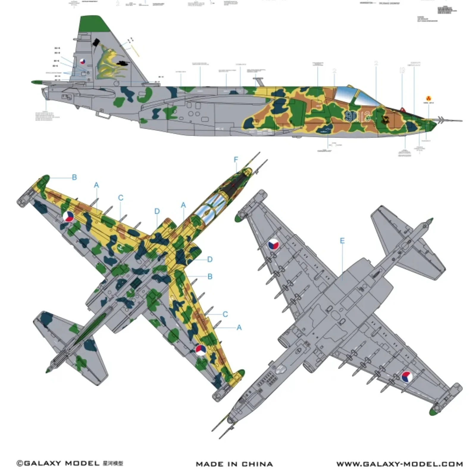 Galaxy D48077 SU25 Frogfoot Attack Aircraft Frog Hammers Tank Special Paint Scheme 1992 Mask Decal for 1/48 ZVEZDA Kit 4807