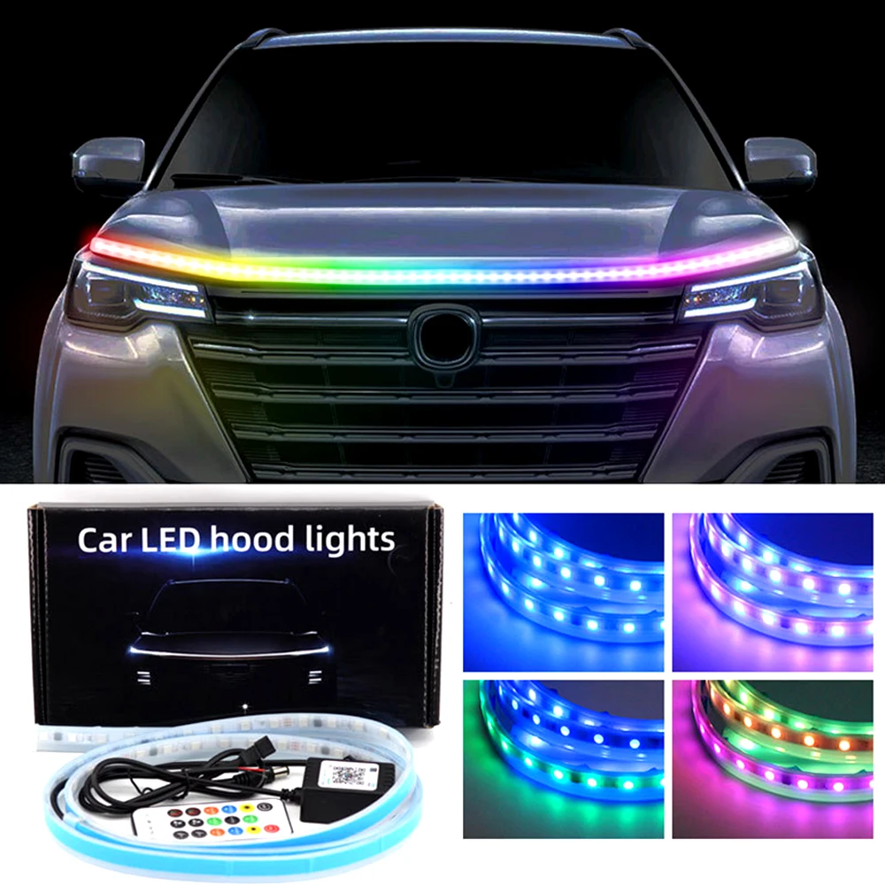 Car Hood Lights Universal light Strip Waterproof Flexible LED Auto