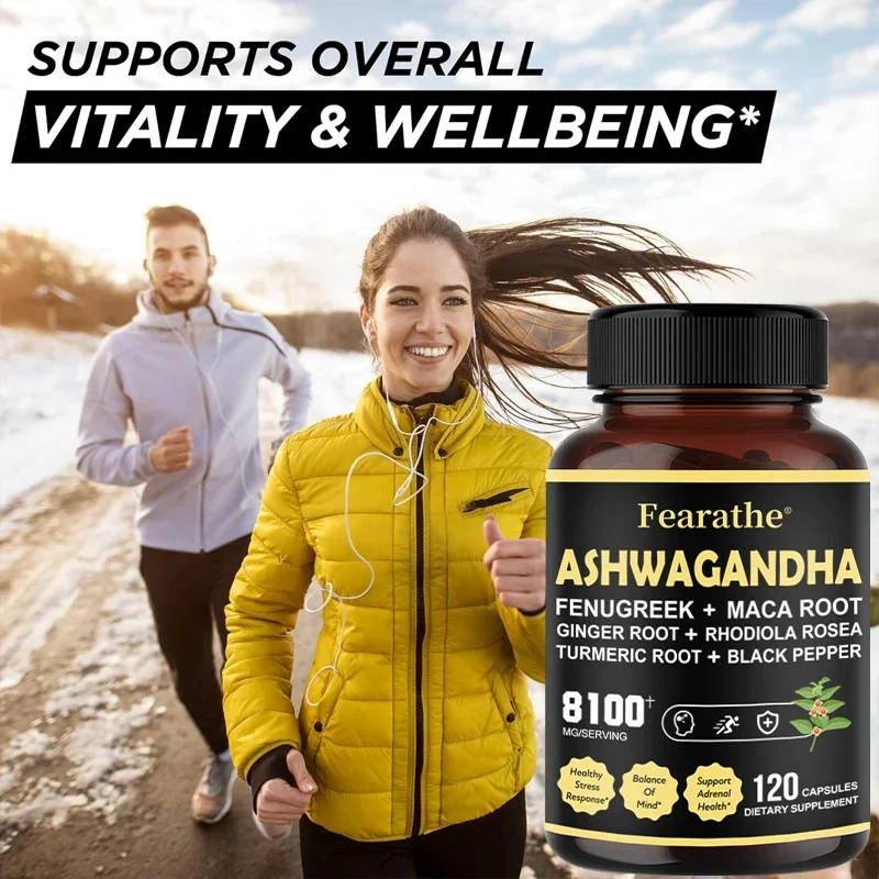 Premium Ashwagandha Capsules - Added Turmeric, Rhodiola Rosea, Ginger, Black Pepper - Strength, Mental and Immune Support