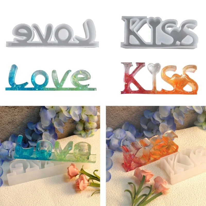 

Letter Table Ornament Silicone Mold Love Kiss Epoxy Resin Mold DIY