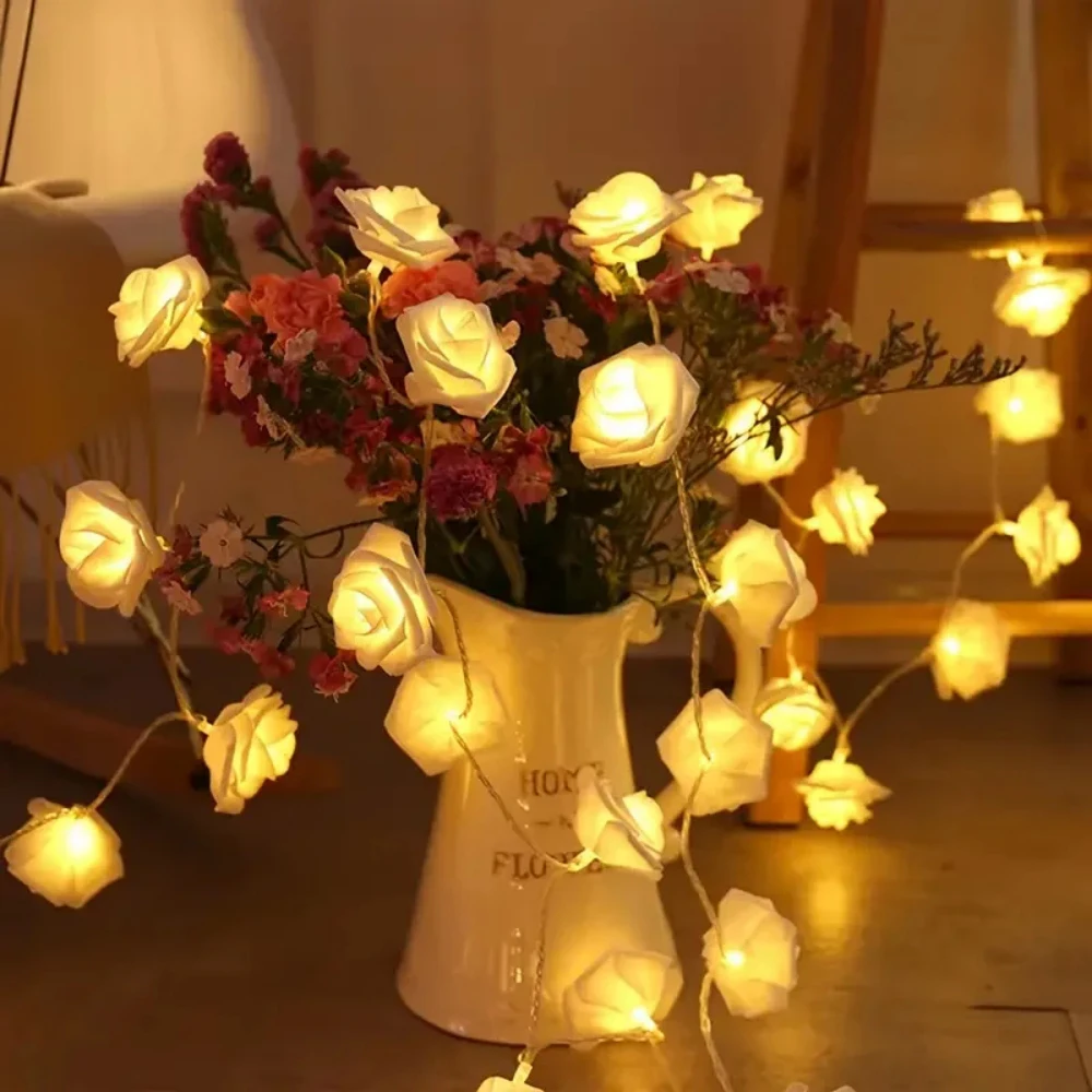 Rose Flower LED String Fairy Light Red Pink Warm Blue RGB Wedding Christmas Party Decoration 1.5m 3m 6m 10m 5V USB/Battery Power