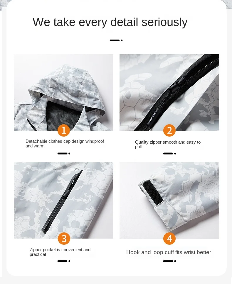 Autumn Casual Coat Men Waterproof Hiking Camping Camo Jackets Outdoor Hooded Windbreaker Jacket For Men Tactical work clothes
