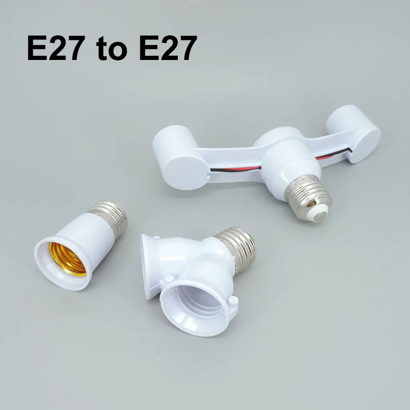 AC E27 to 2 E27 2 In 1 head Extended LED light Bulbs Lamp base power Holder power Socket Splitter Adapter For home Photo Studio