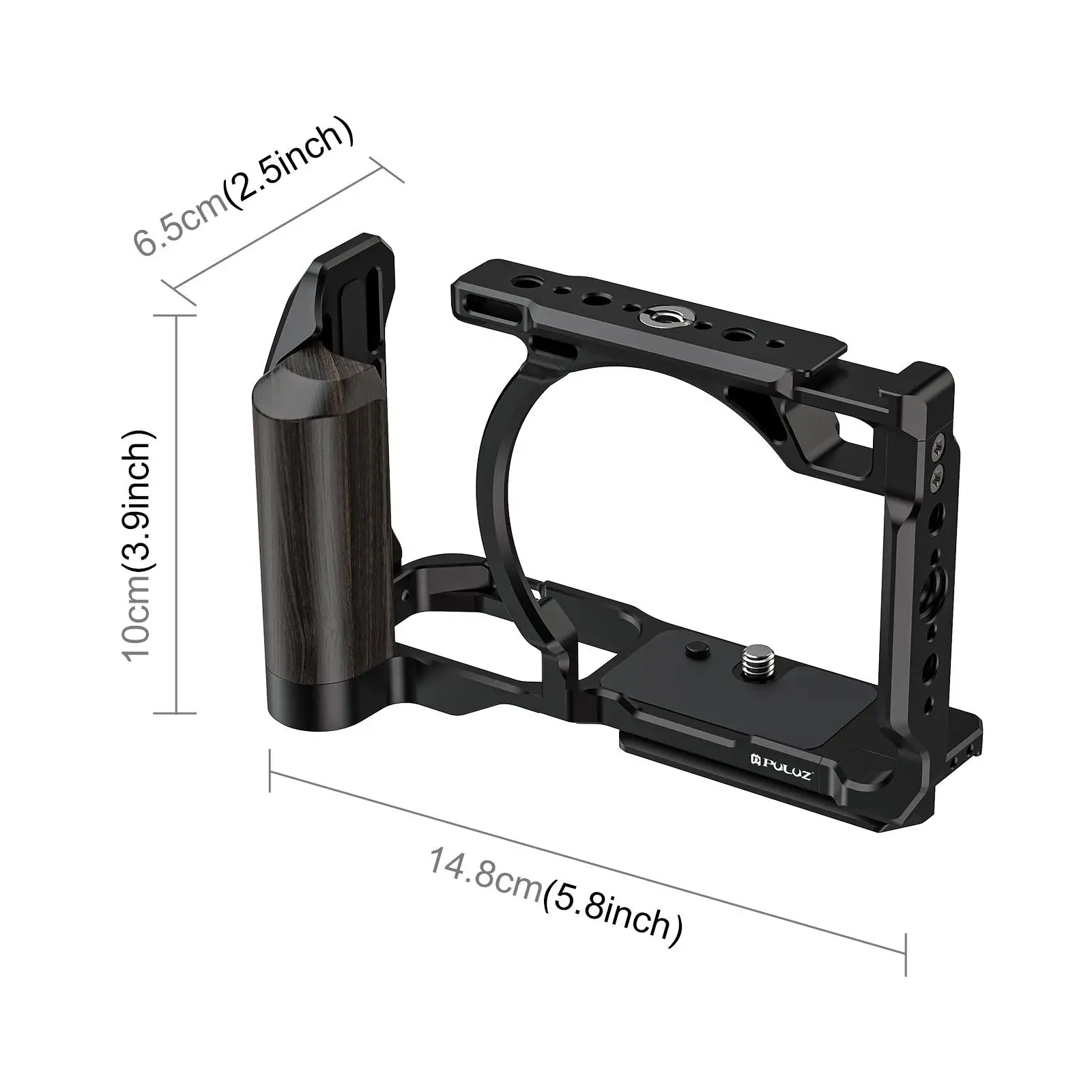 For Nikon ZR PULUZ Wood Handle Metal Camera Cage Expansion Frame