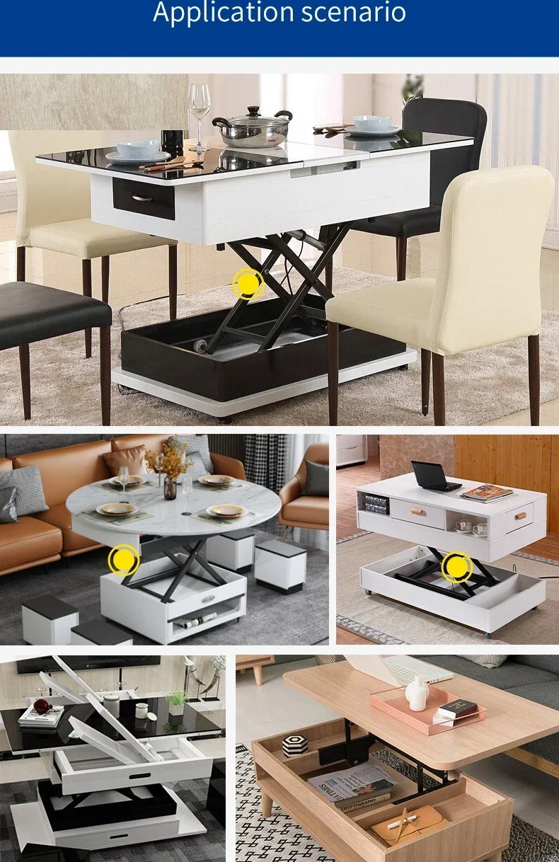 Table Lifting 80kg Electric Wired Remote Control Coffee Table Dining 24V Lifting Hardware Folding Iron Frame
