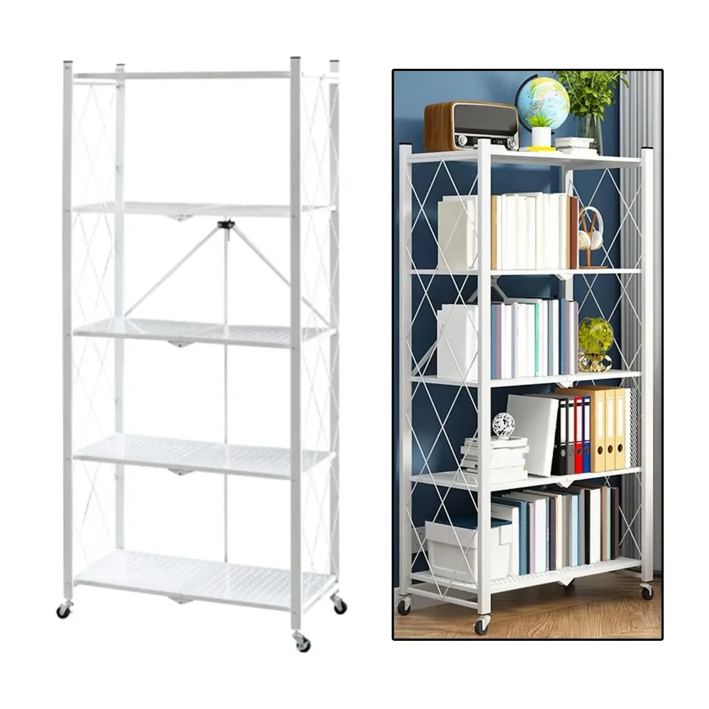Multifunctional Flower Stand Shelves Storage Shelf Portable Folding Large Iron Shelf Floor Foldable Storage Shelving Bookshelf