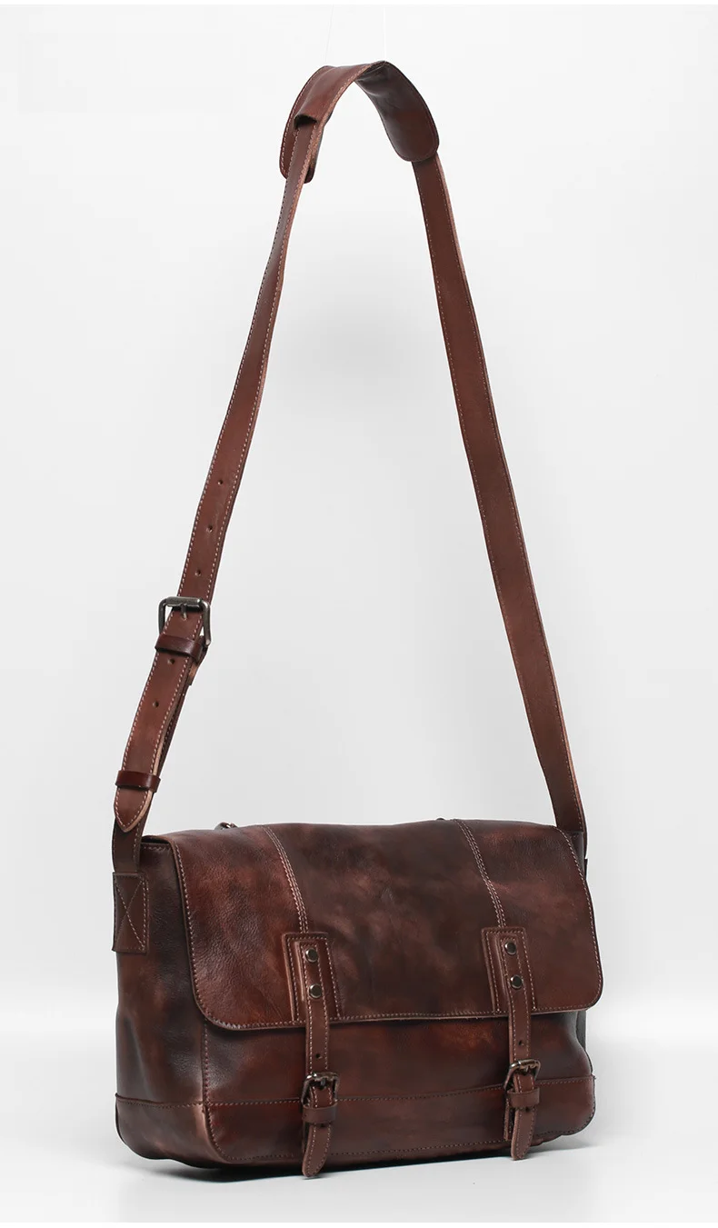 Herren Schultertasche Aus Echtleder Umhängetasche Postman Bag_voghion.com