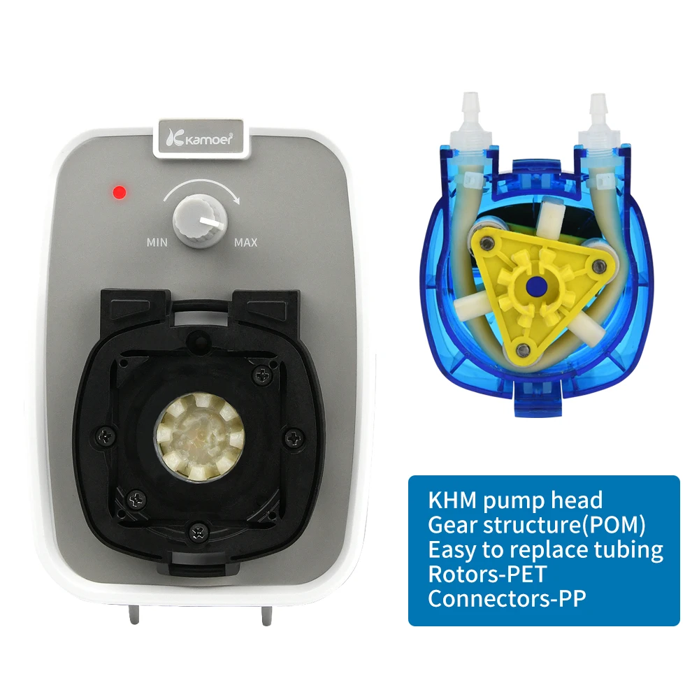 Kamoer 180-520ml/min KCPA600 High Flow Peristaltic Pump 24V DC Motor 4mmx7.2mm Adjustable Flow Gear Structure for Lab liquid transfer pump