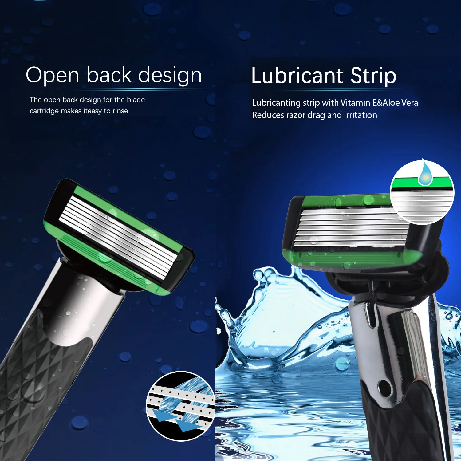 Safety 7-Layer Shaver Blade Manual Razor with Replaceable Blades Shaver Resistant Water Wash Shaver Manual Metal Razor 3