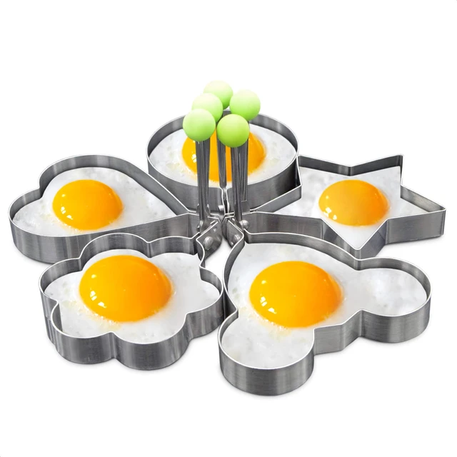 Amazon.com: 5Pcs Stainless Steel Ring Molds for Cooking Egg - Pancake  Shapes Cooking Rings Egg Rings for Frying Eggs Round Egg Cooker Ring - Egg  Ring Mold Cooking Ring in Star, Round,