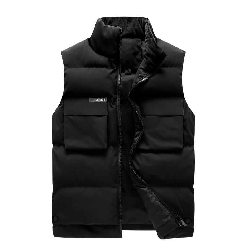 Description Picture 3 of itemAutumn Winter Men Casual Windproof Sleeveless Vest Jacket Coat Man Waistcoat Stand Collar Vest Man Pocket Overcoat Plus Size 8XL