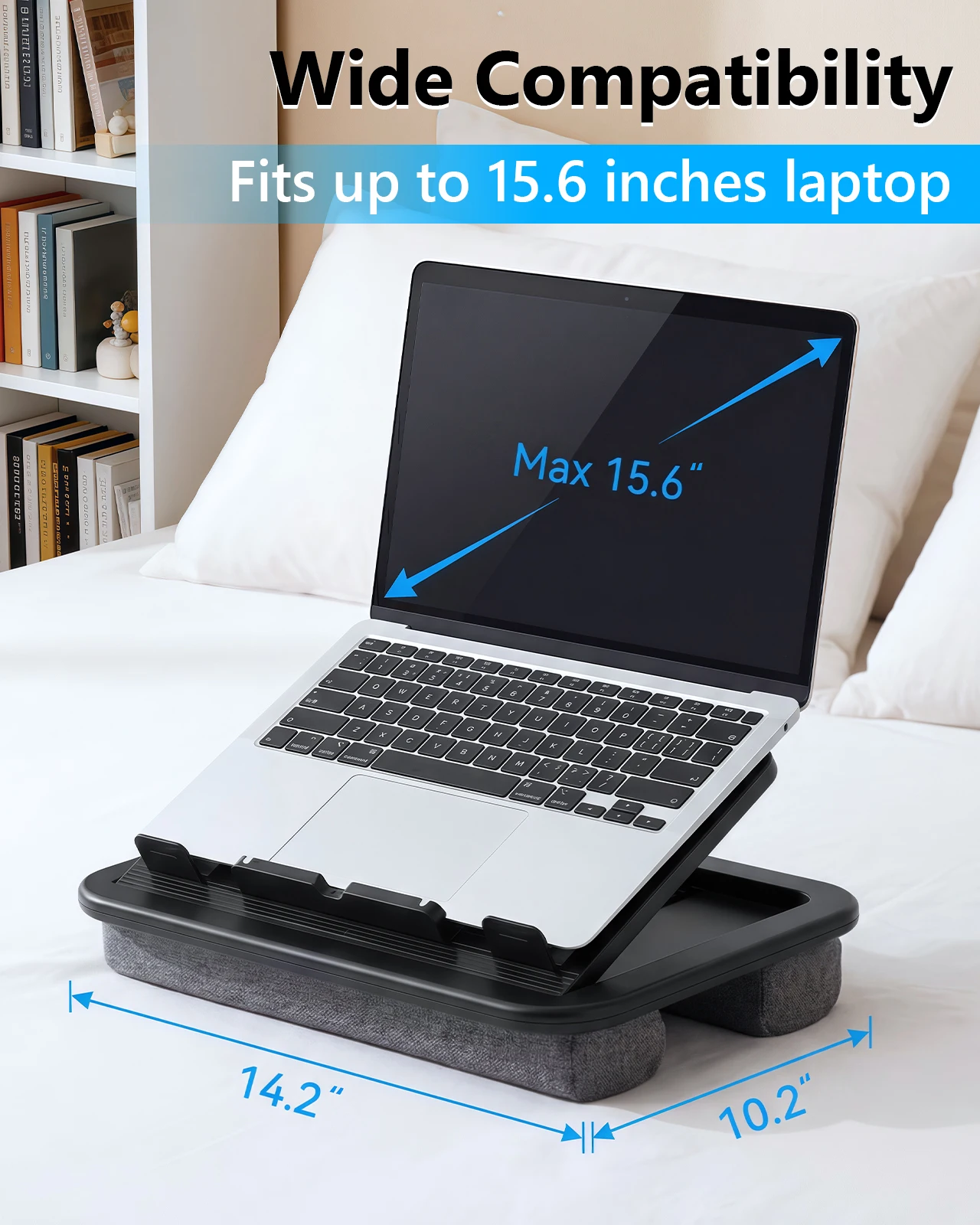 MacBook Pro Air용 쿠션이 있는 Eary 휴대용 노트북 스탠드, 사무실용 조절식 랩 데스크, iPad 15.6인치 노트북용 태블릿 홀더