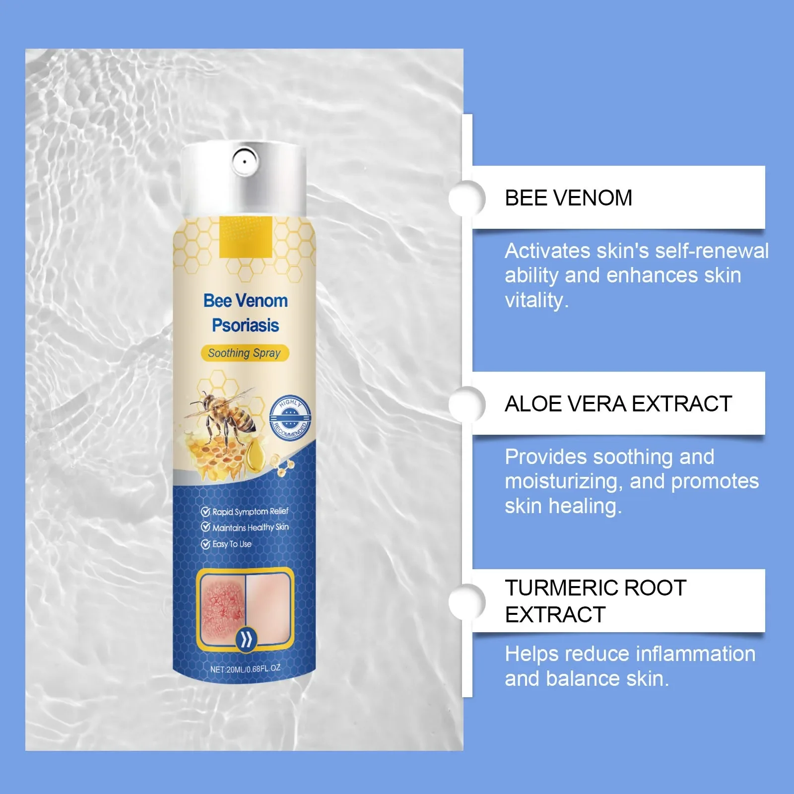 Skin smoothing spray 20ml delicate skin general external spray for skin smoothing mild bee venom reduces itchy spray for fast results