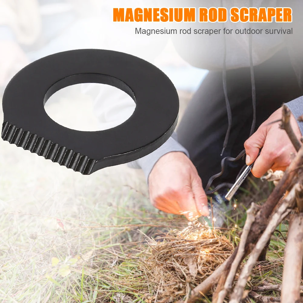 Outdoor Survival Camping Scraper Stainless Steel Stone Fire Starter Multifunctional Flint Scraper Portable for Camping Hiking
