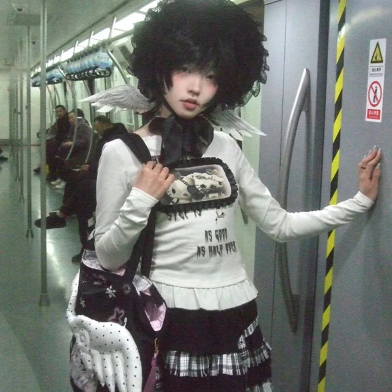 Karrram Japanese Y2k Anime Print T-shirt Trashy 2000s Style Long