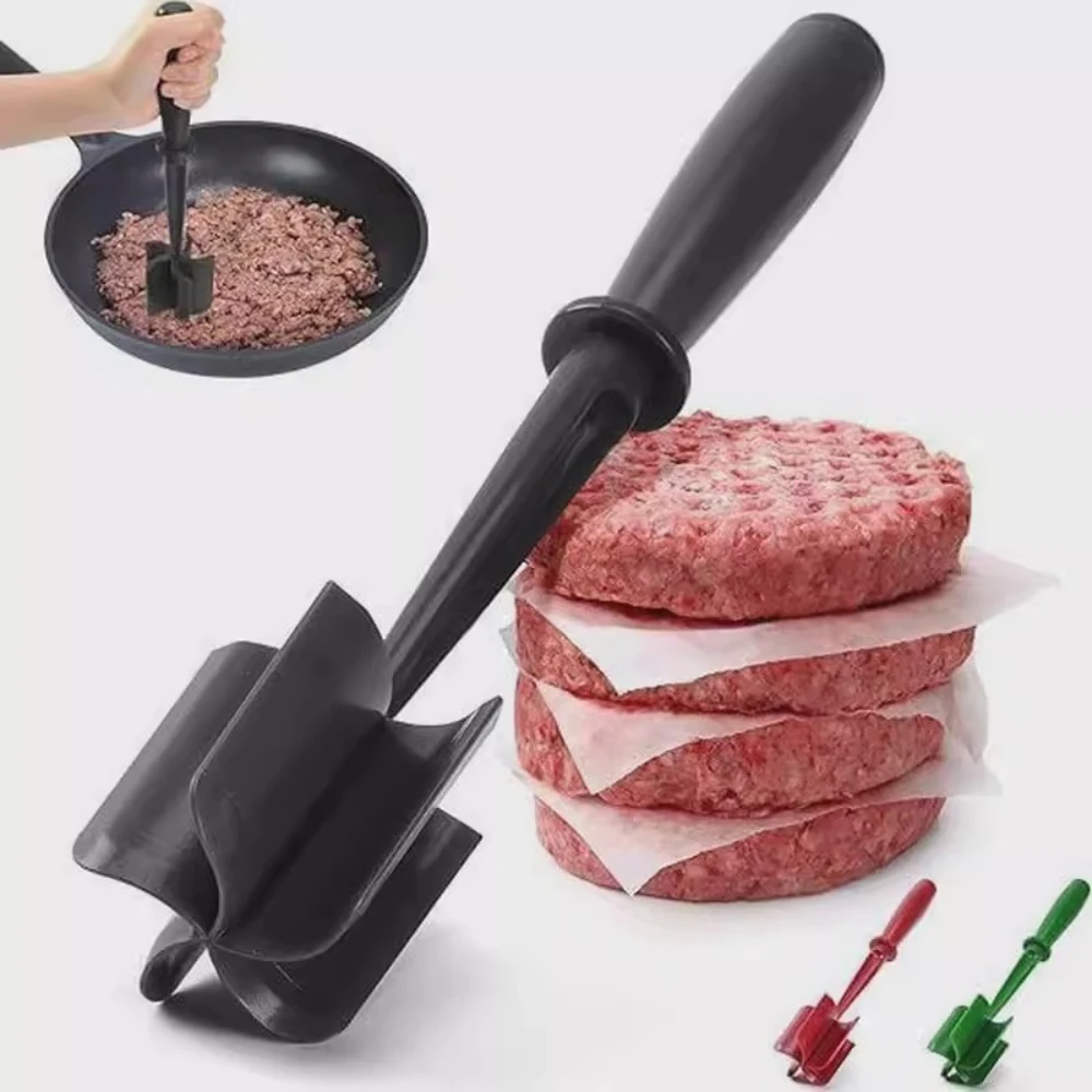Handheld Meat Masher Ergonomic Design Nylon Material Durable Heat-Resistant Kitchen Tool Potato Masher Hamburger Smasher