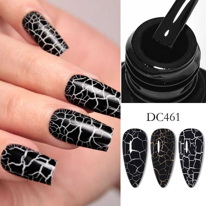 Mtssii 7ml Crackle Gel Nail Polish Cracking Nail Gel Lacquer Quick Dry Nail Art Varnish Semi Permanent Soak Off Base Top Coat 4